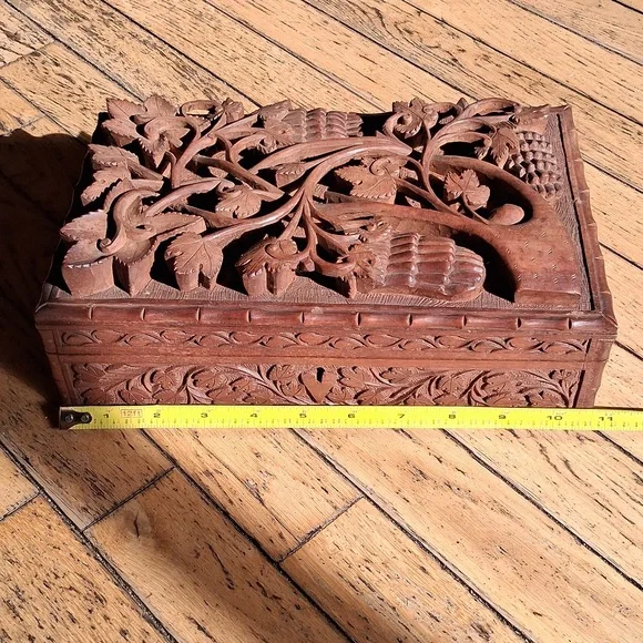Intricately Carved Wooden Box